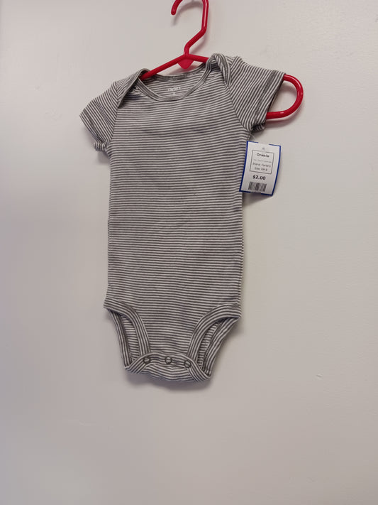 Grey/White Striped Carters Onesie, 6M B