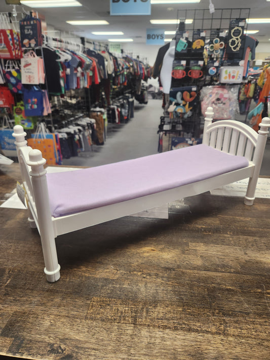 White/Purple  18in Doll Bed