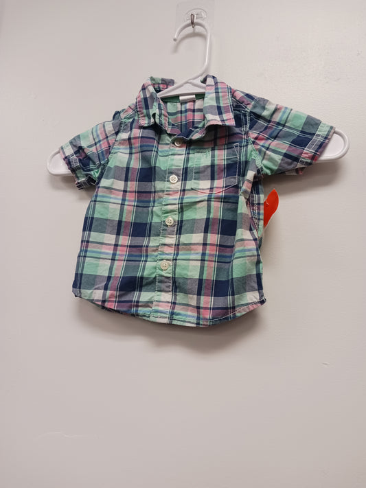 Blue/Navy/Pink Plaid Carters Button Up, 6M B
