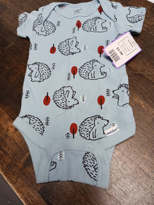 Blue Hedgehog Gerber Onesie, NB B
