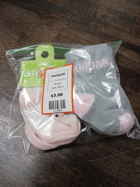 Pink/Grey/White  Socks(6), NB G