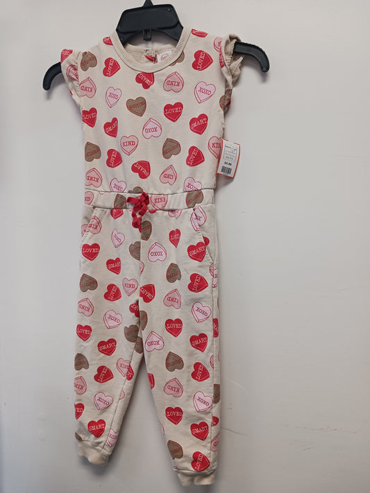 Tan/Pink/Red Heart Wonder Nation Pant One Piece, 3T G