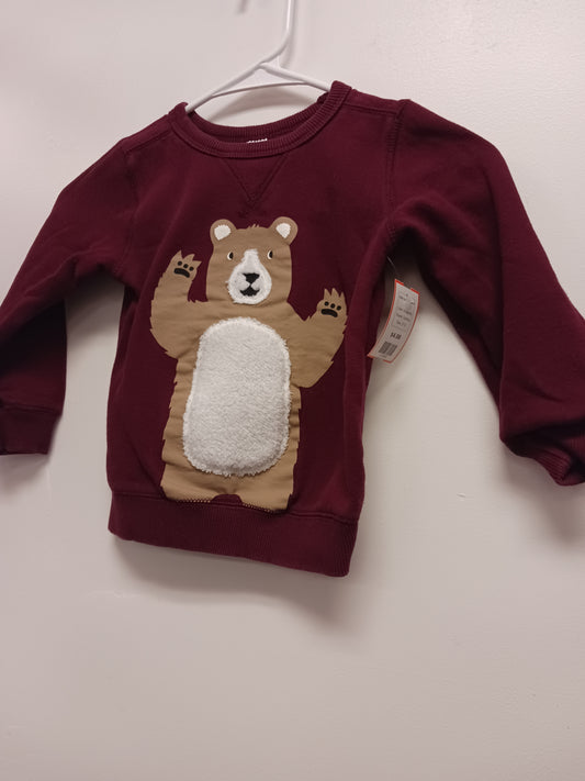 Burgandy Carters Teddy Bear Sweatshirt, 3T B
