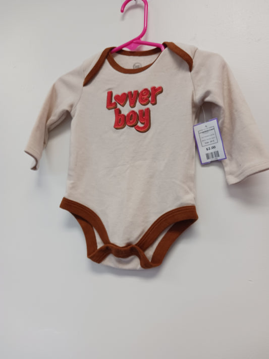 Tan/Brown Lover Boy Wonder Nation Longsleeve Onesie, 3M B