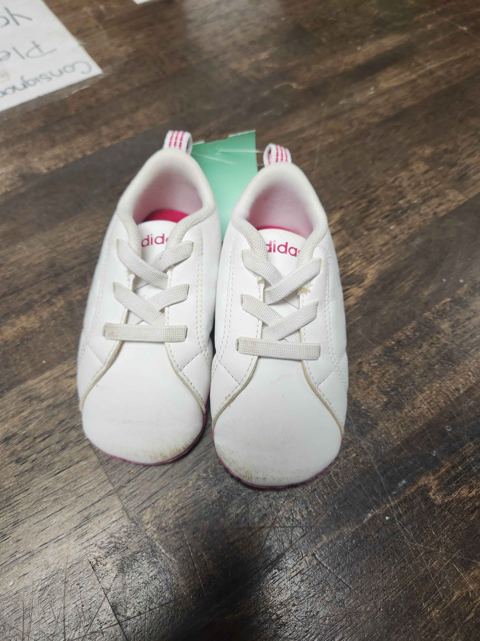 White/Pink Adidas Crib Shoes, 3C G