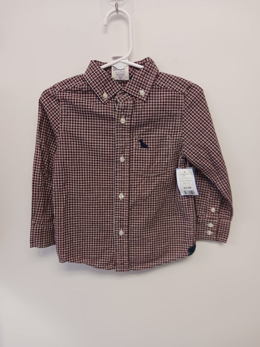 Burgandy Plaid Healthtex Longsleeve Button Up, 3T B
