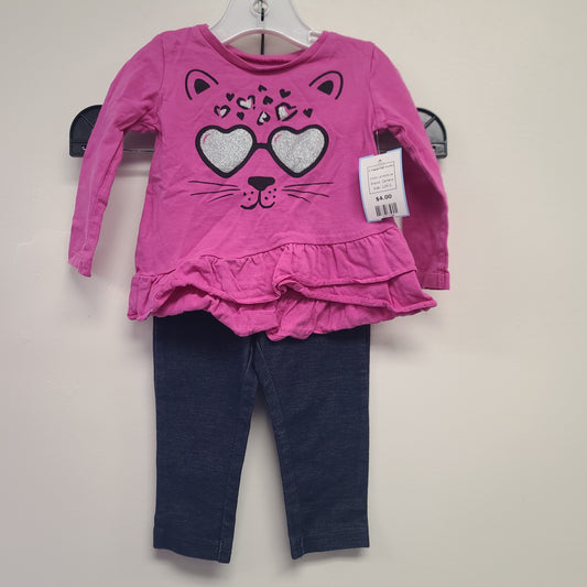 pink/blue Carters 2 Piece Cat Outfit, 12M G