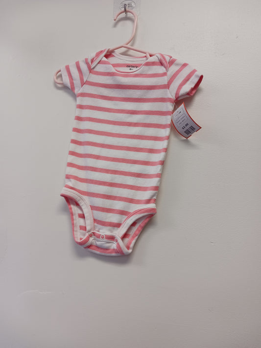 White/Pink Striped Carters Onesie, 9M G