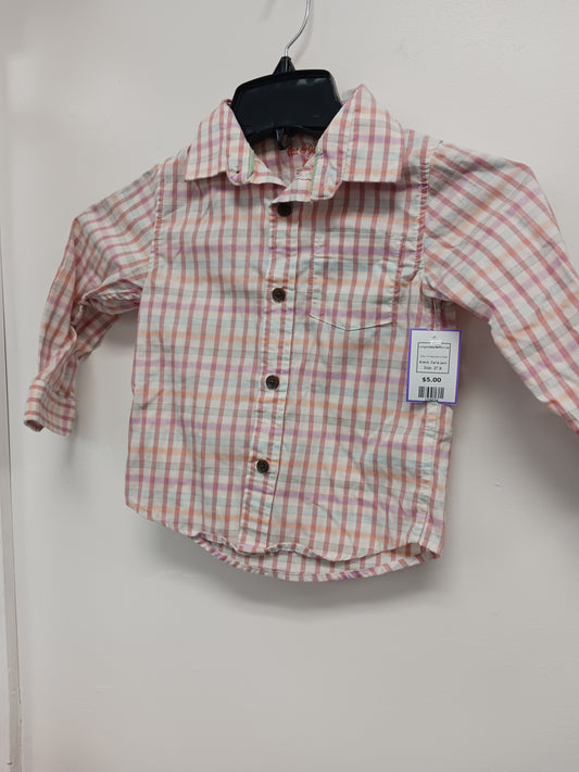 White/Colorful Plaid Cat & Jack Longsleeve Button Up, 3T B