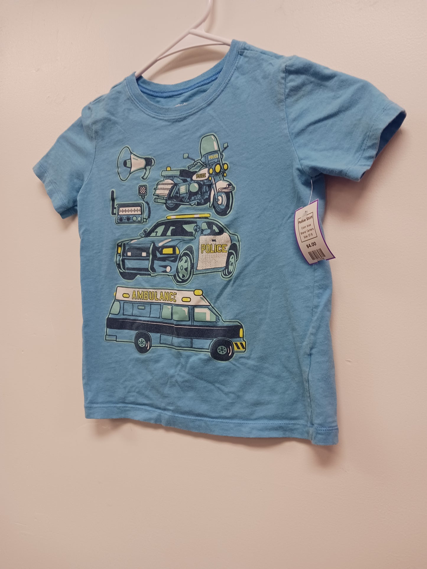 blue Carters Police Shirt, 5T B