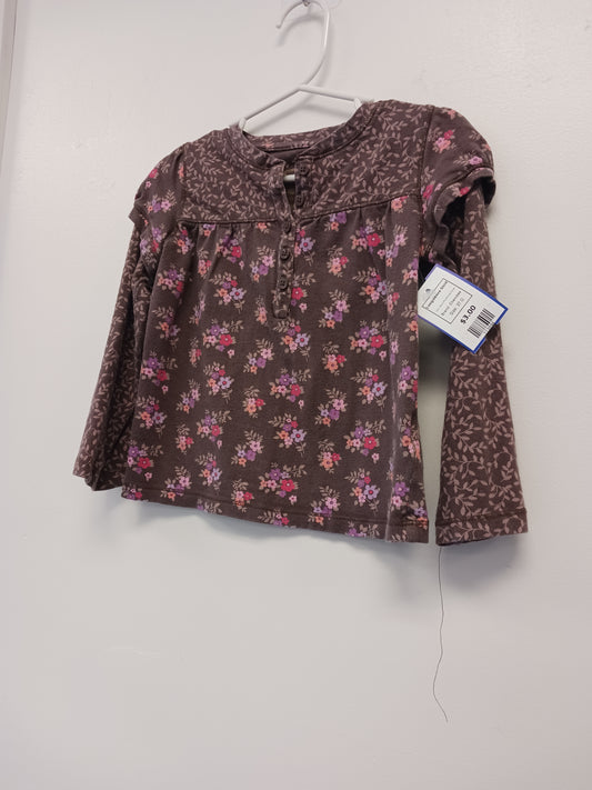 Brown/Pink/Purple Flower Cherokee Longsleeve Shirt, 3T G