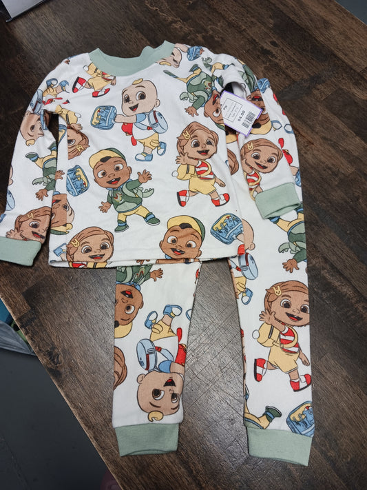 White/Colorful Cocomelon Pjs, 2T G