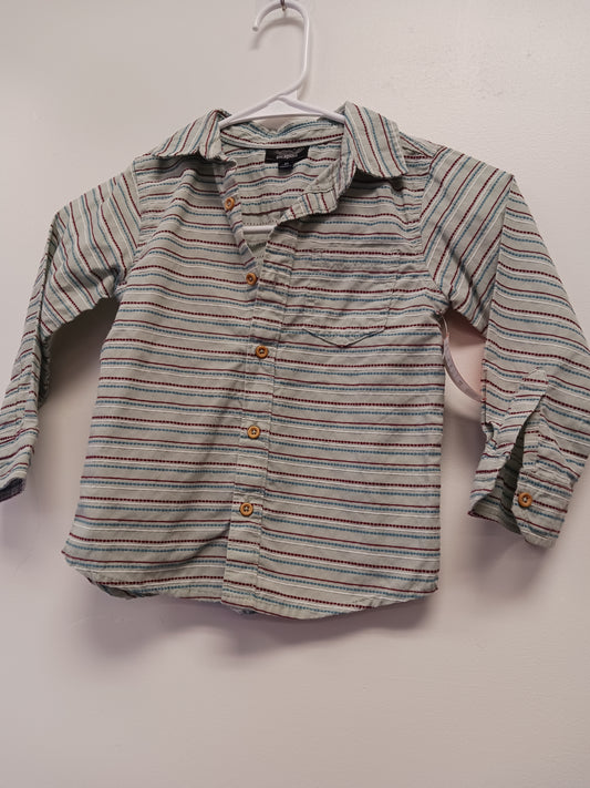Green Picapino Long Sleeve Stripe Shirt, 3T G
