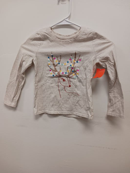 cream Cat & Jack Long Sleeve Christmas Shirt, 5T G