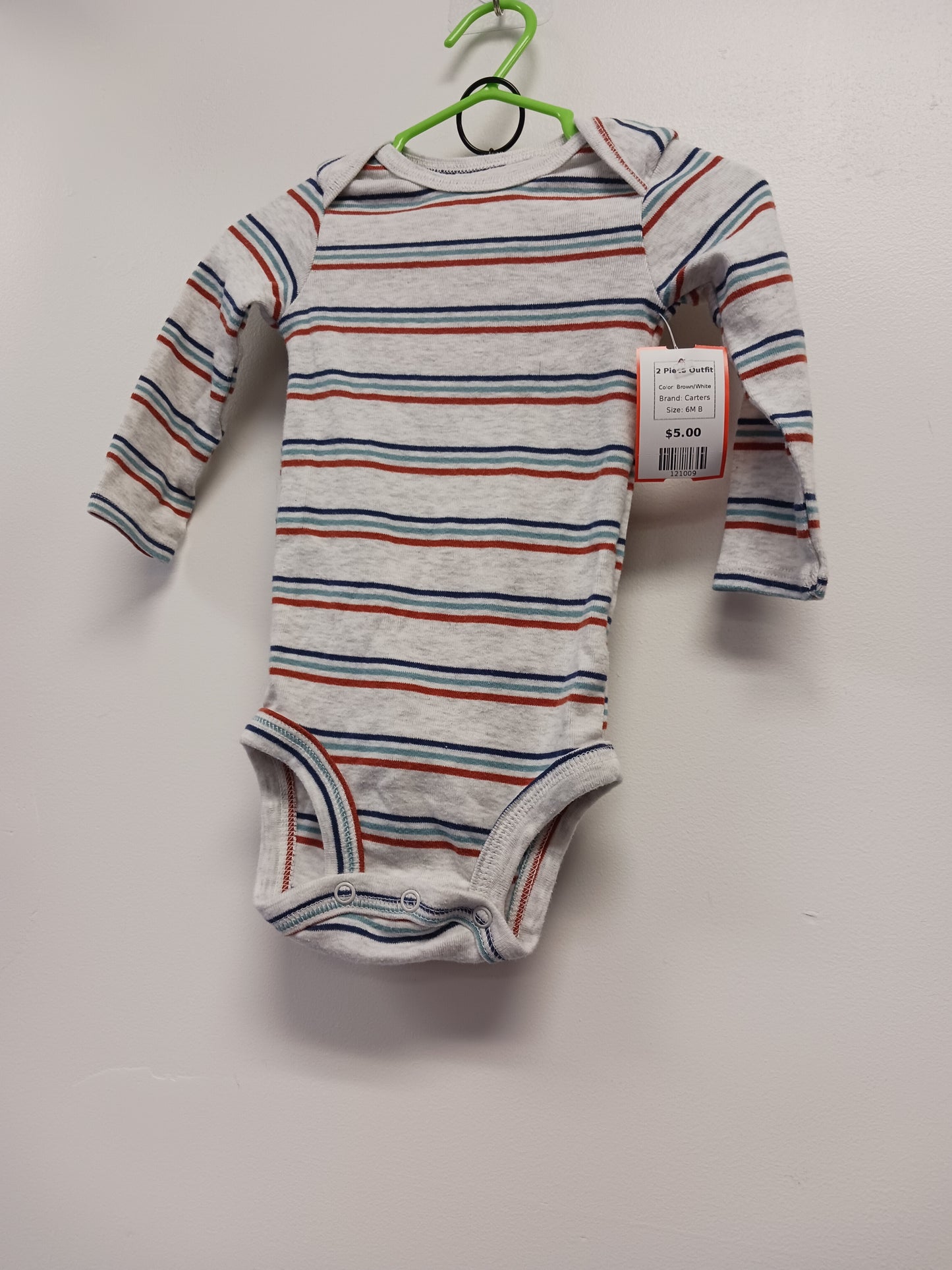Brown/White Carters 2 Piece Outfit, 6M B
