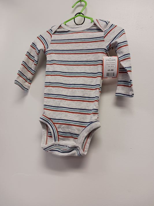 Brown/White Carters 2 Piece Outfit, 6M B
