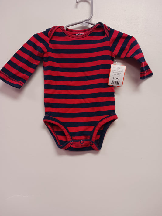 Red/Blue Carters Long Sleeve Striped Onesie, 6M B