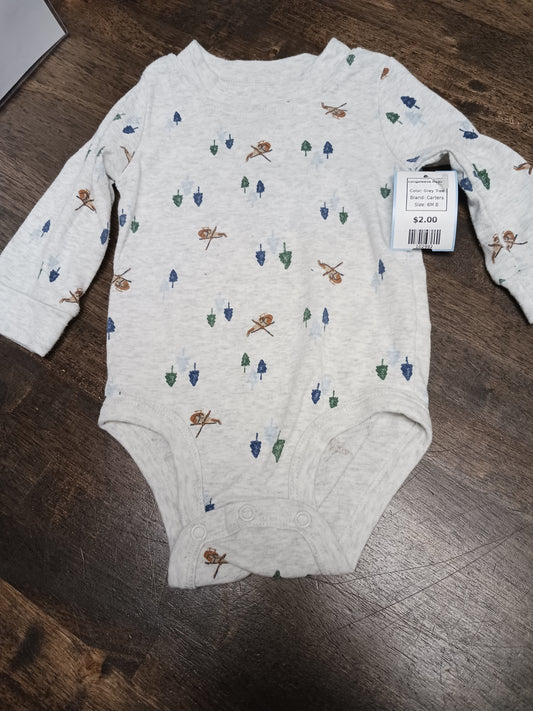 Grey Tree Carters Longsleeve Onesie, 6M B