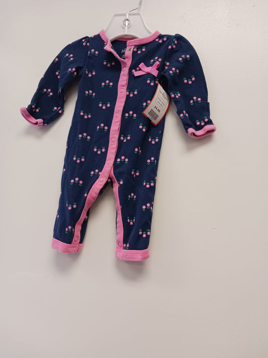 Navy/Pink Flower Carters Pant One Piece, NB G