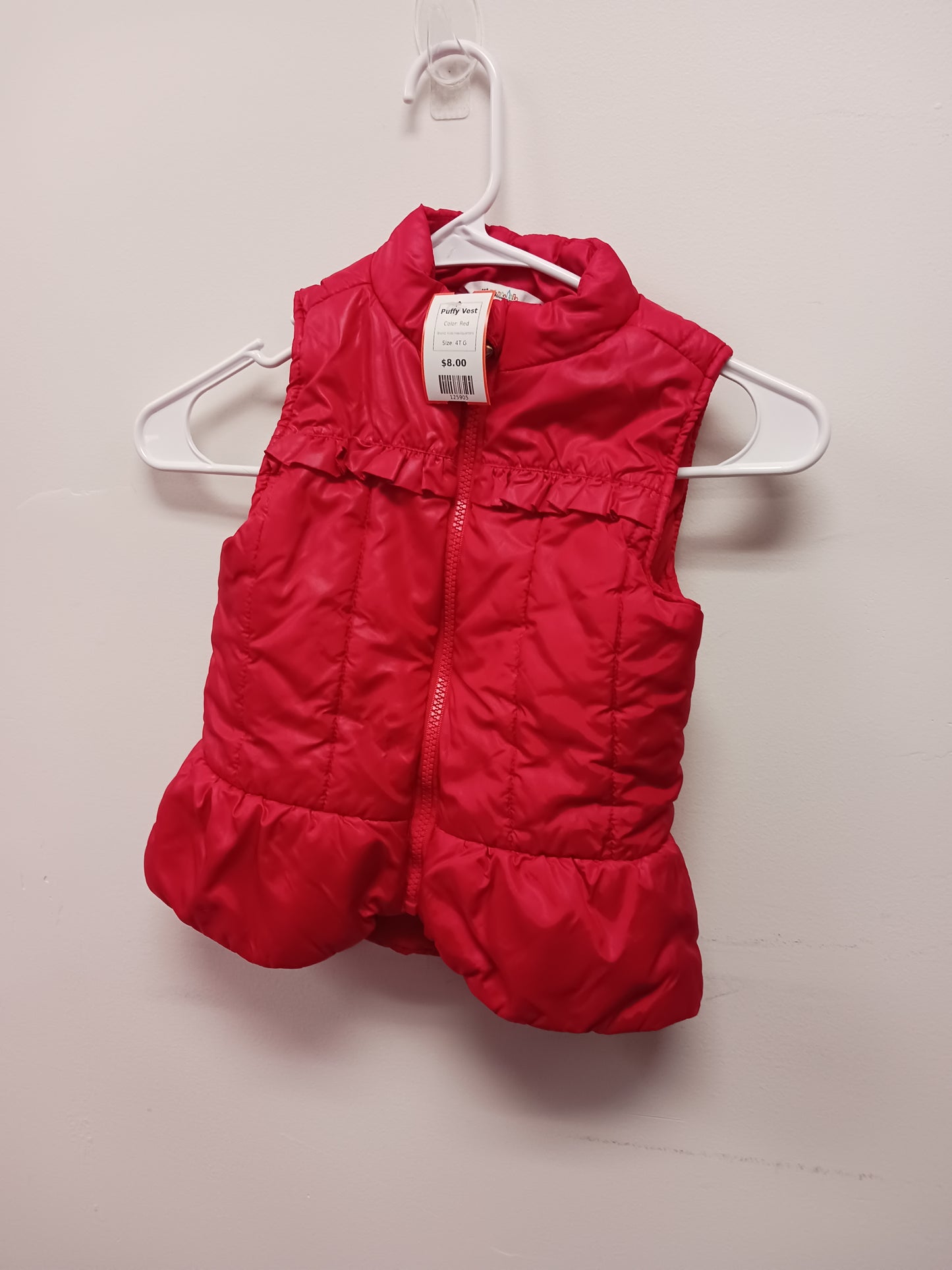 Red Kids Headquarters Puffy Vest, 4T G