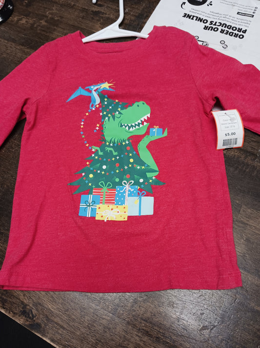Red Cat & Jack Long Sleeve Christmas Shirt, 3T B