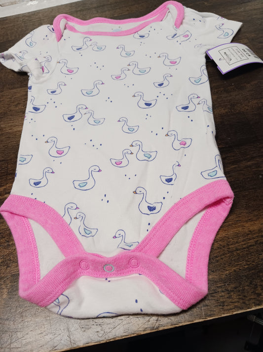 White/Pink Swan Cloud Island Onesie, 6M G
