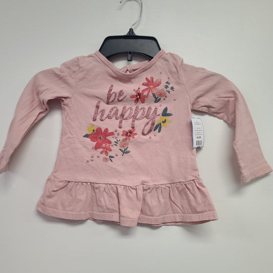 pink Carters Long Sleeve Be Happy Shirt, 4T G