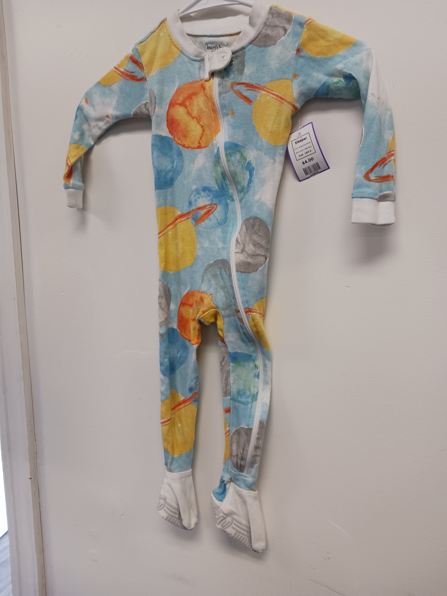 Blue/White Planet Burt's Bees Baby Sleeper, 18M B