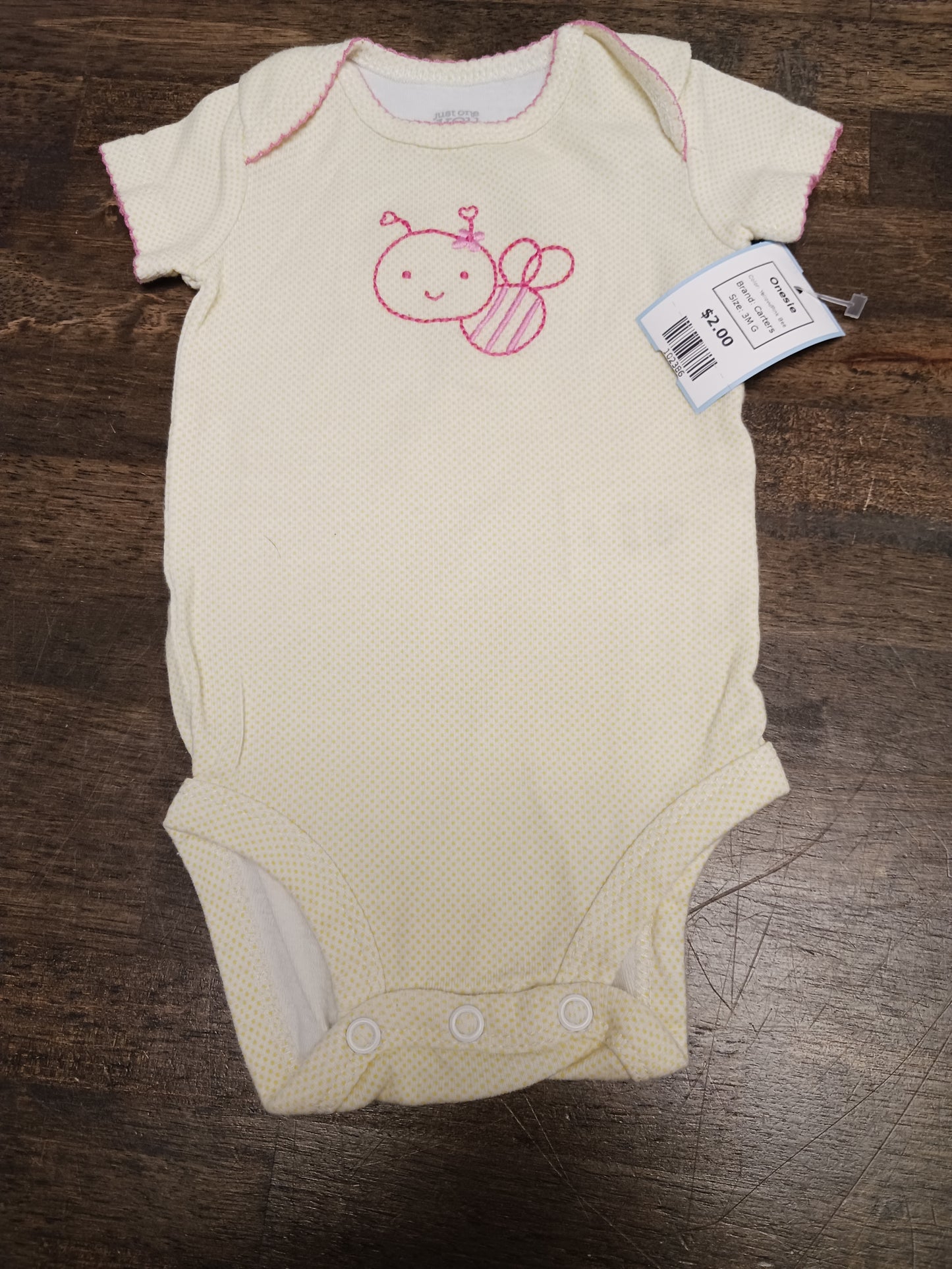 Yellow/Pink Bee Carters Onesie, 3M G