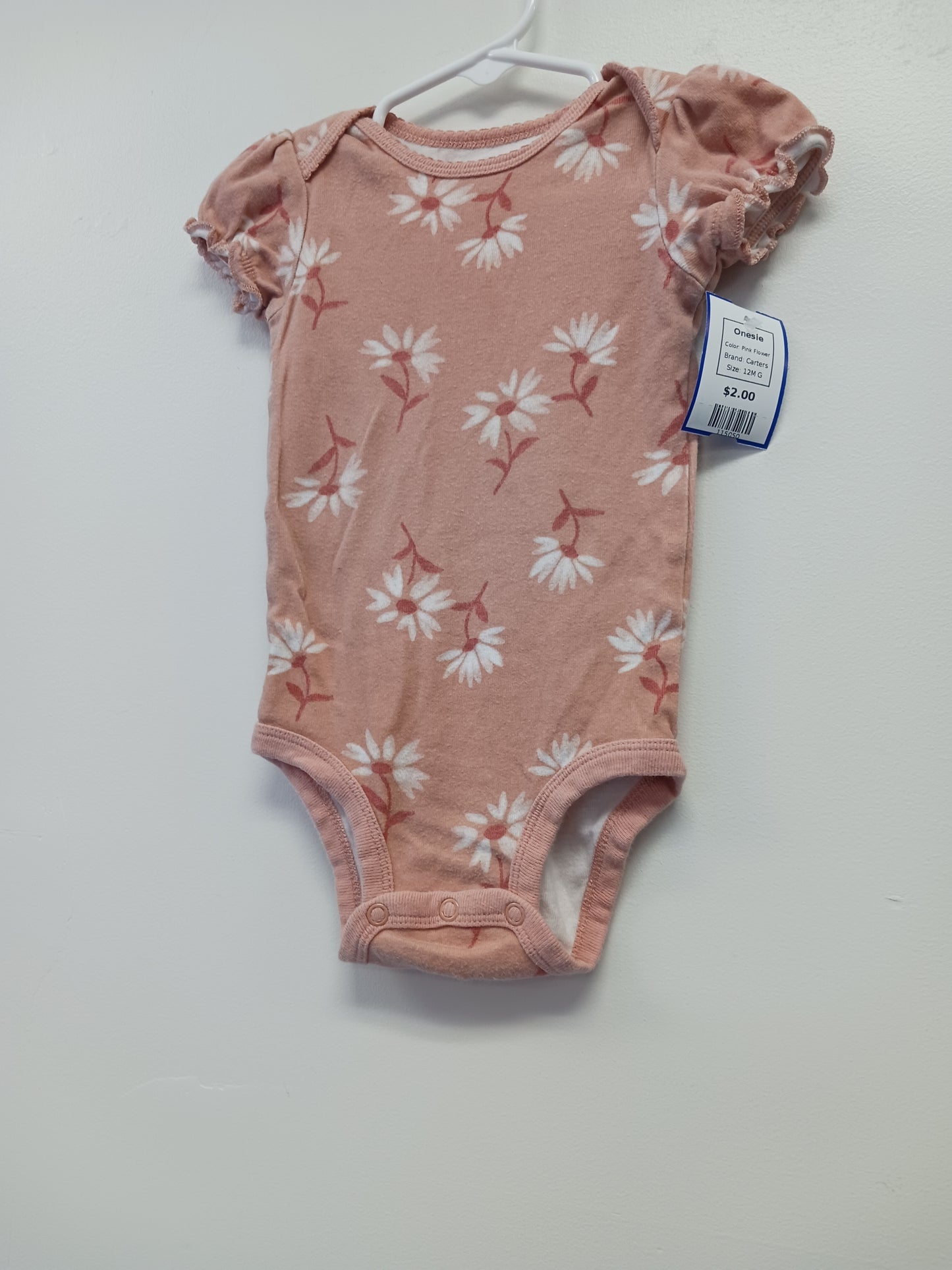 Pink Flower Carters Onesie, 12M G