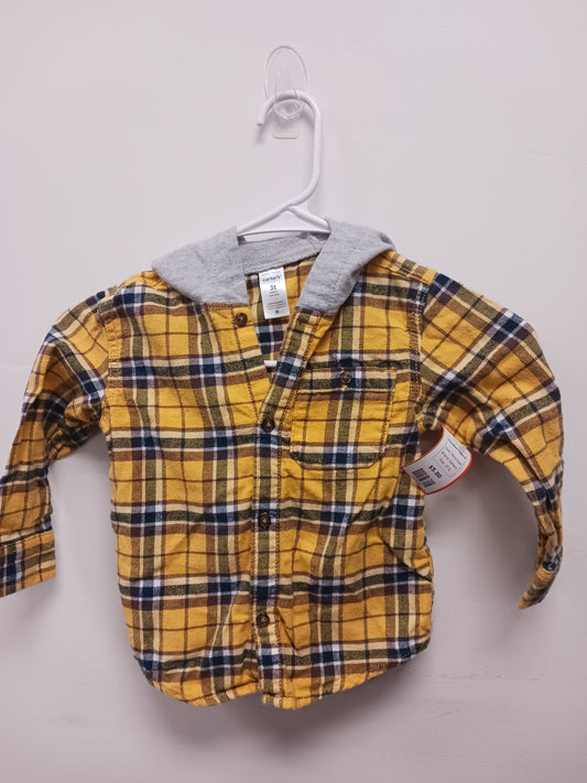 Yellow Plaid Carters Hooded Flannel, 3T G