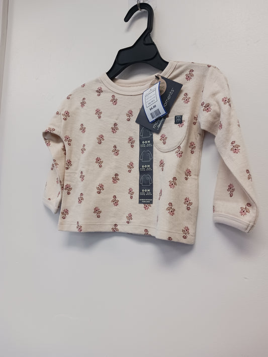White/Pink Flower Modern Moments Longsleeve Shirt, 6M G