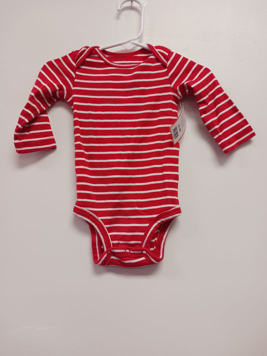 red/white Carters Long Sleeve Striped Onesie, 6M B