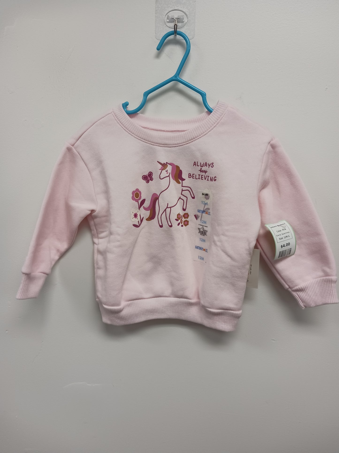 Pink Garanimals Unicorn Sweatshirt, 12M G