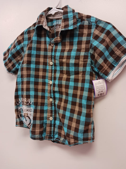 brown/blue Arizona Plaid Button Down Shirt, 7 B