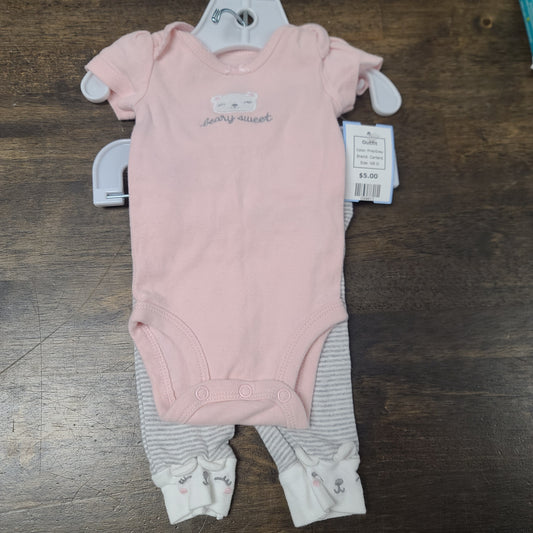 Pink/Grey Carters Outfit, NB G