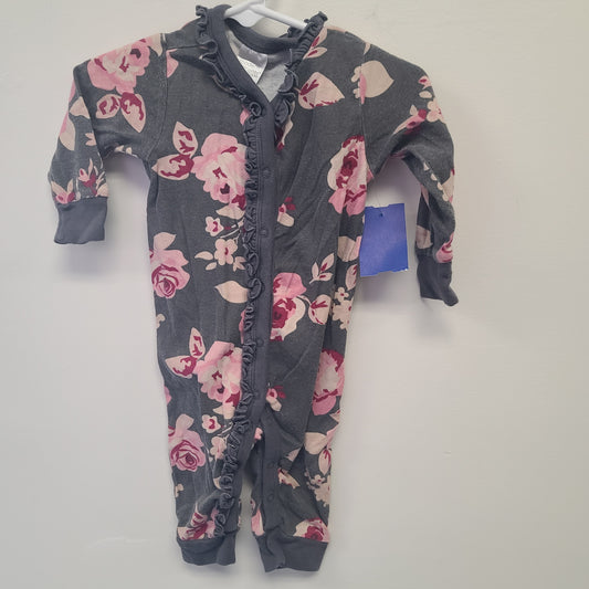 Grey/Pink Flower Modern Moments Pant One Piece, 3M G