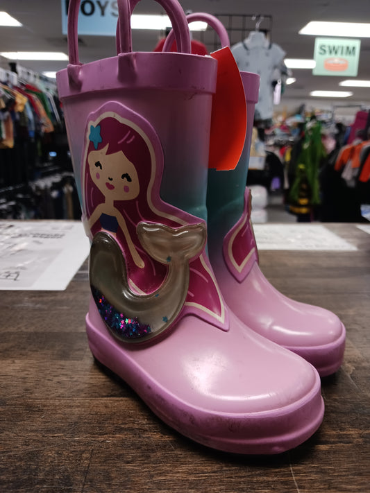 Pink  Mermaid Rain Boots, 5 G