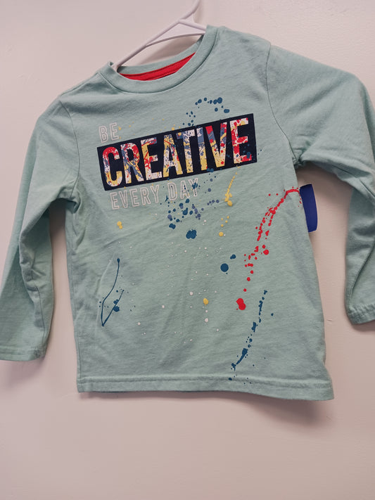 green 365 kids Long Sleeve Be Creative Every Day Tshirt, 4T B