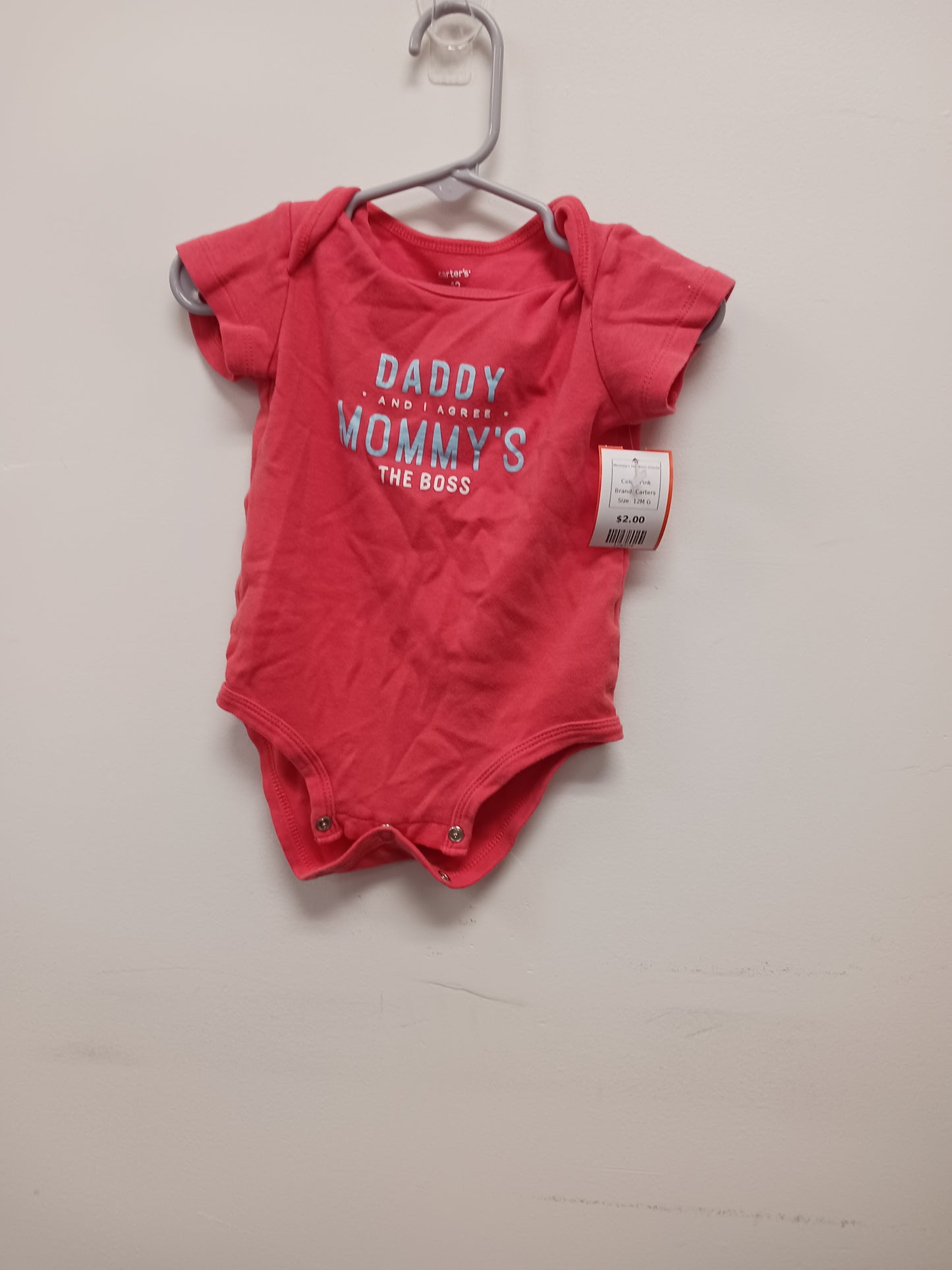 Pink Carters Mommy's The Boss Onesie, 12M G