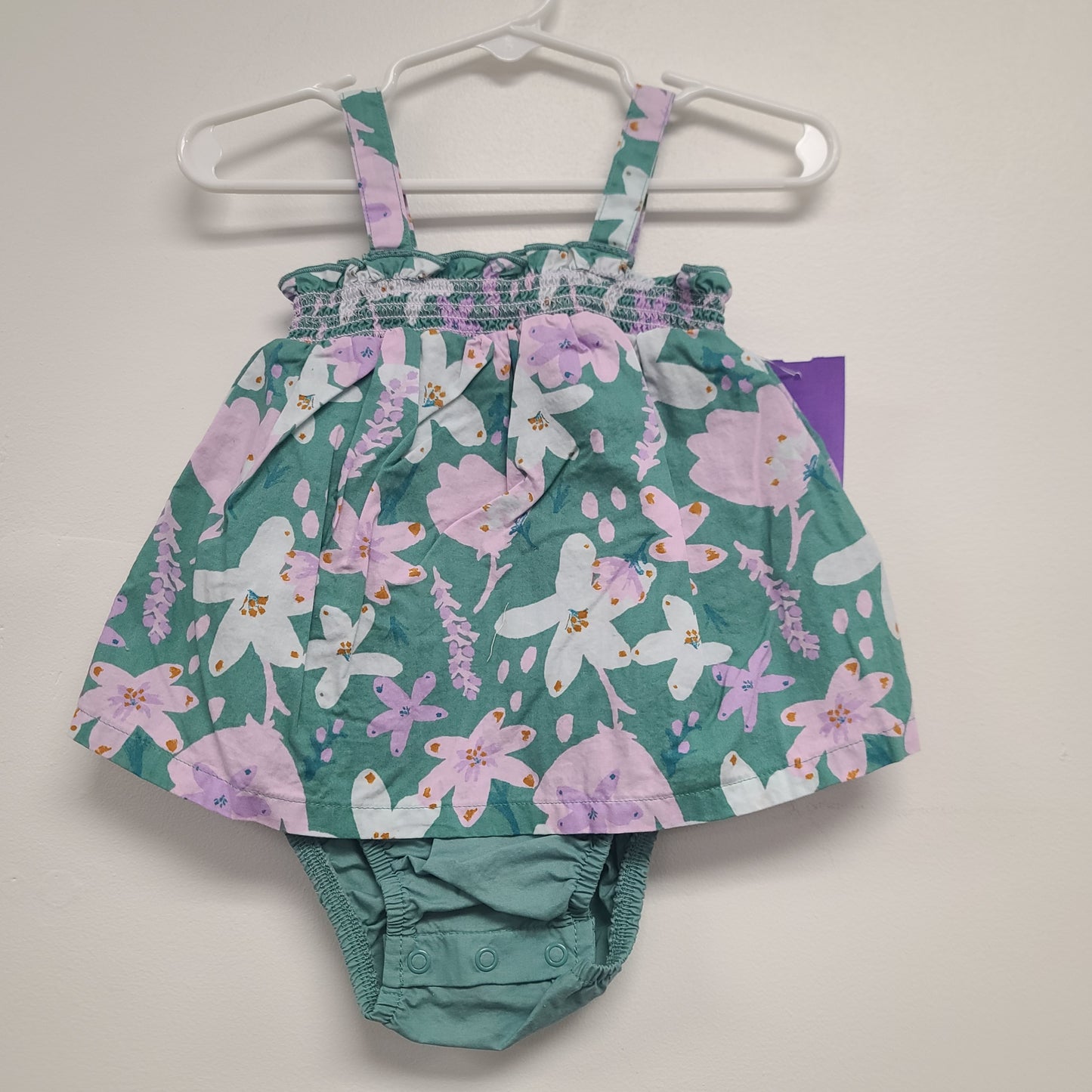 Green/Purple Flower Carters Dress, 12M G