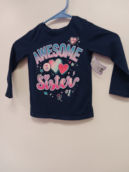 Navy Awesome Sister Garanimals Longsleeve Shirt, 2T G