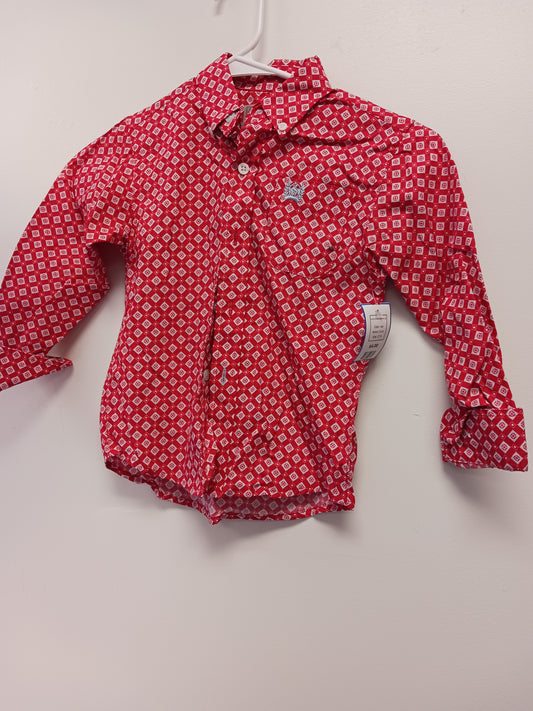 red Cinch Long Sleeve Button Up, 2T B