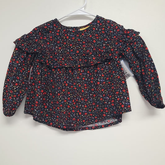 Navy There Abouts Long Sleeve Flowered Shirt, 2T G