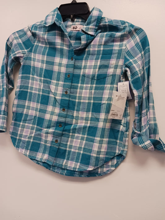 Blue/Purple Plaid SO Longsleeve Button Up, 7 G