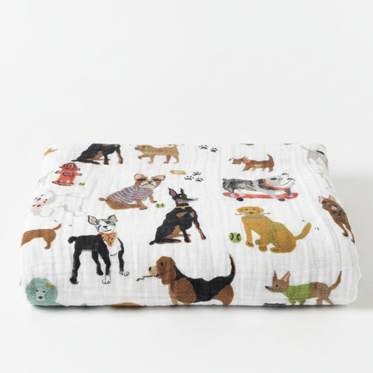 White Dog Little Unicorn Blanket