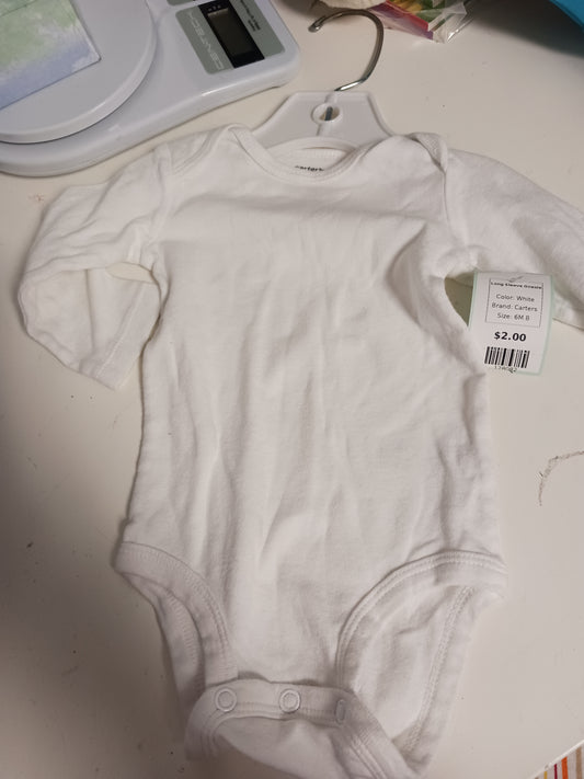 White Carters Long Sleeve Onesie, 6M B