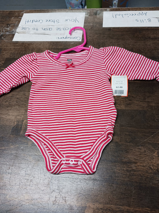 Red/White Striped HB Longsleeve Onesie, 0-3M G