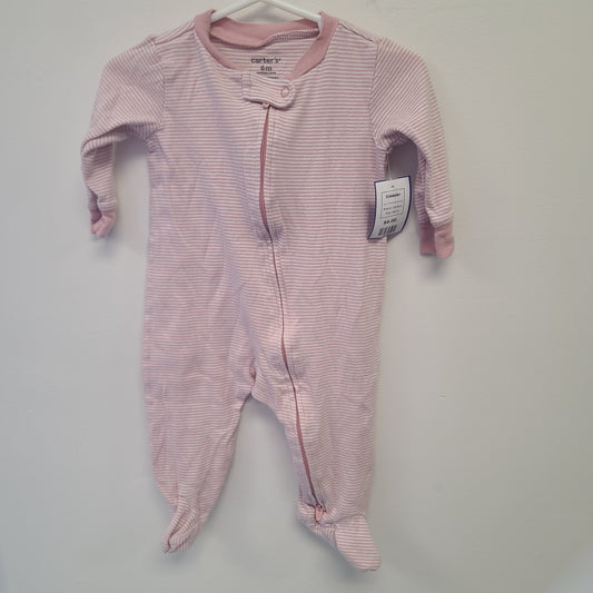 Pink/White Striped Carters Sleeper, 6M G