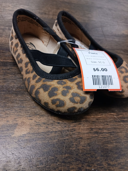 Tan/Black Cheetah Childrens Place Flats, 5C G